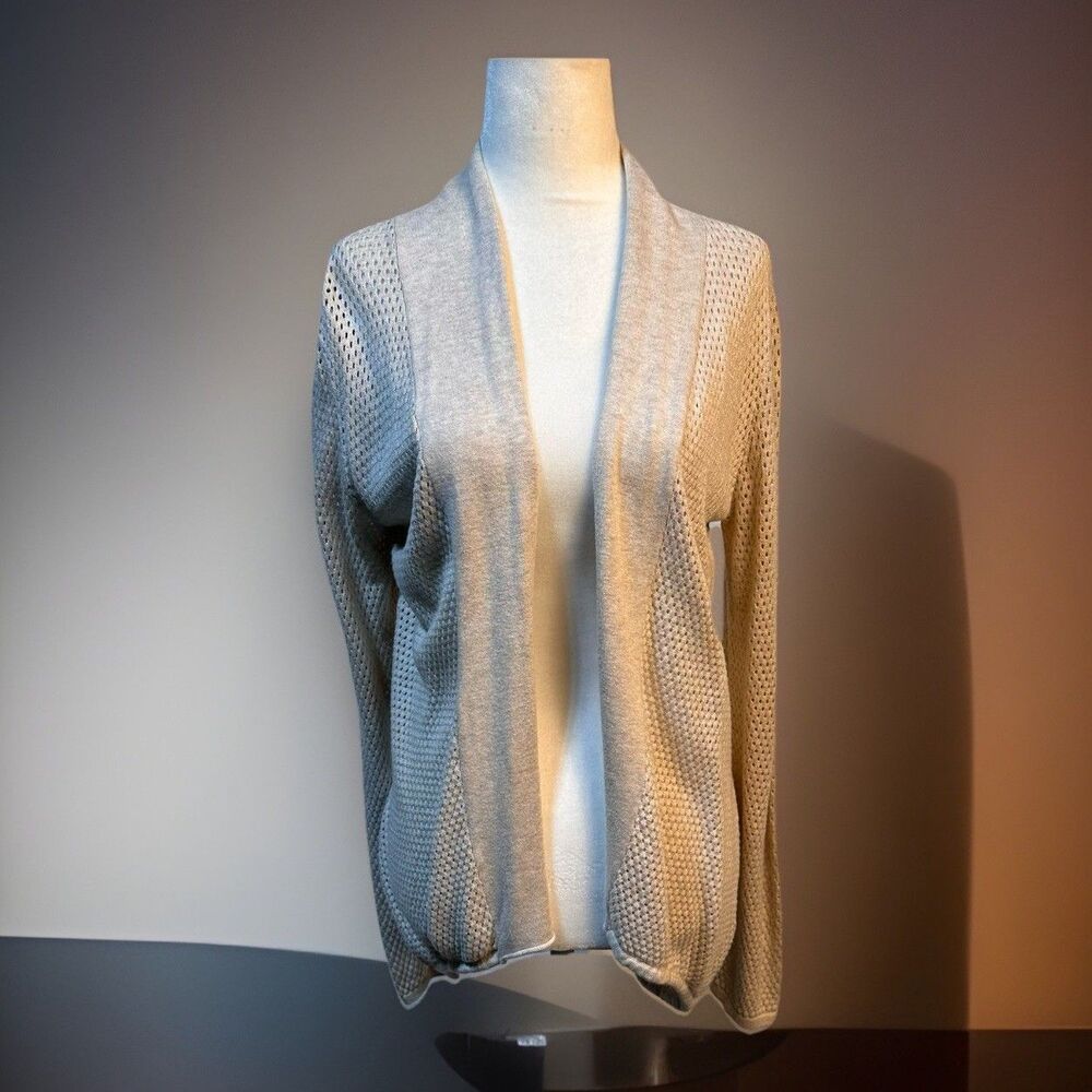 Belldini Women's Lightweight Cream Cardigan Open Sweater Hi Lo Hem Size M